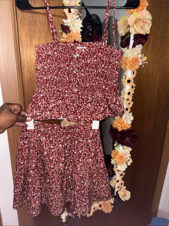 Paper Crane Dresses & Skirts - Paper Crane Red Floral Smocked Tank and Skirt Set
